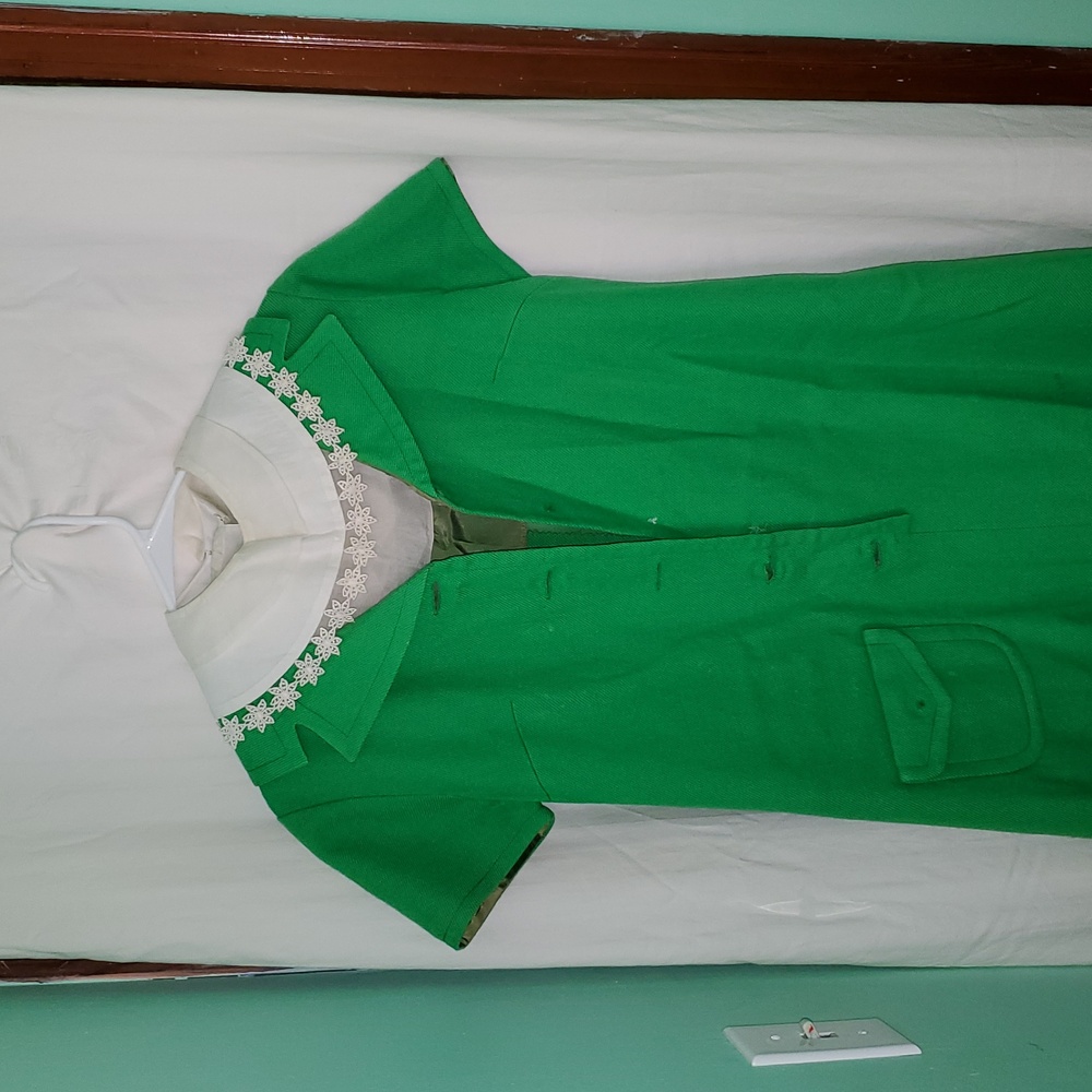 Vintage 60s Gay Gibson 100% Virgin Wool Mod Collar Dress - Picture 3 of 16